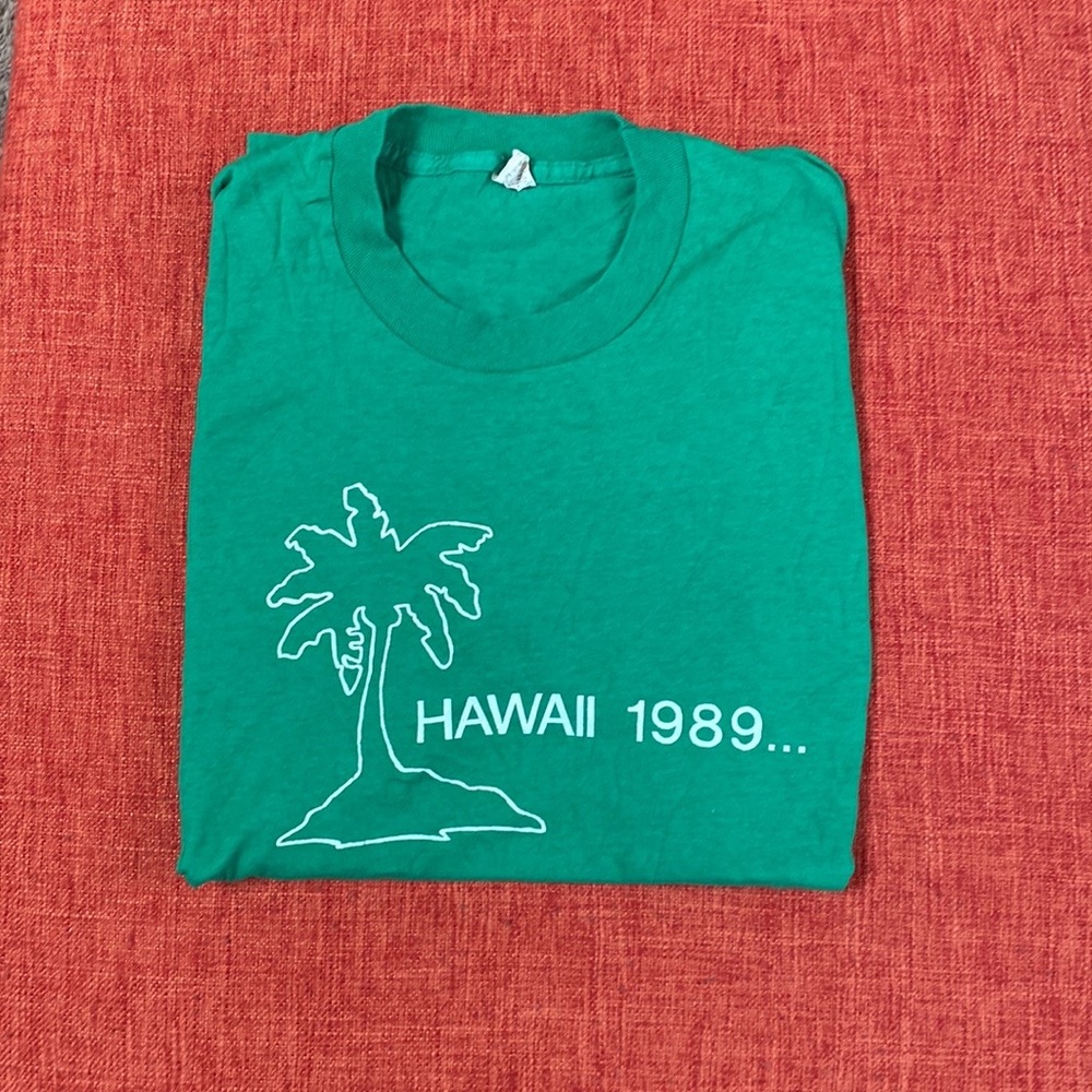 VTG 80’s Hawaii 1989 Be there Family Vacation Green Tee T-Shirt - Picture 3 of 9